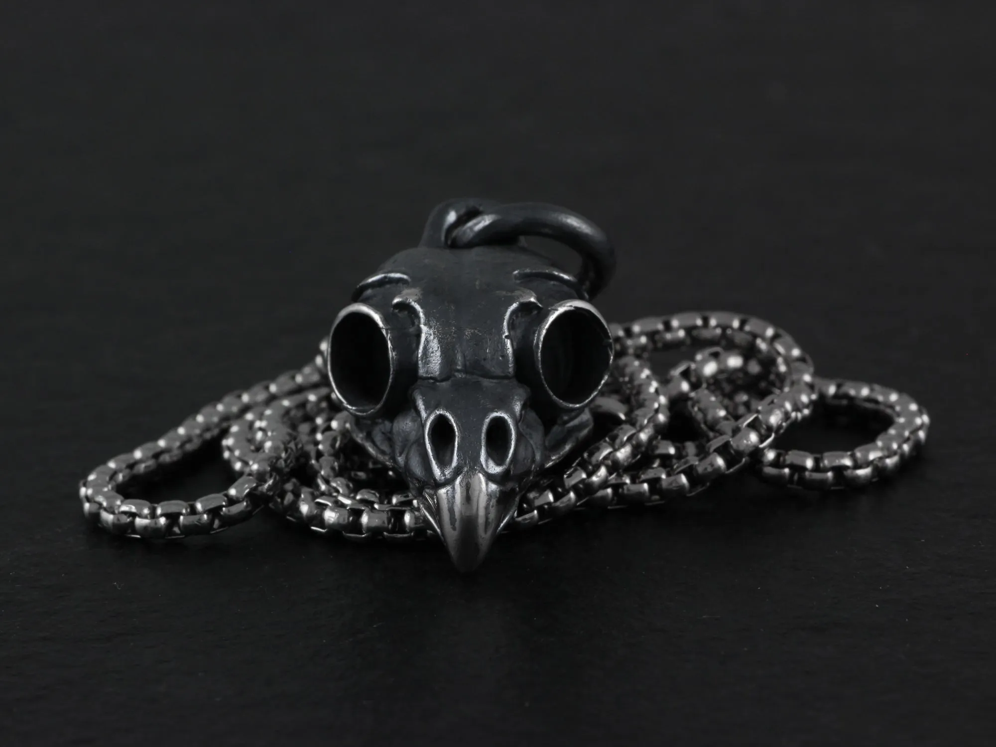 Sterling Silver Owl Skull Necklace