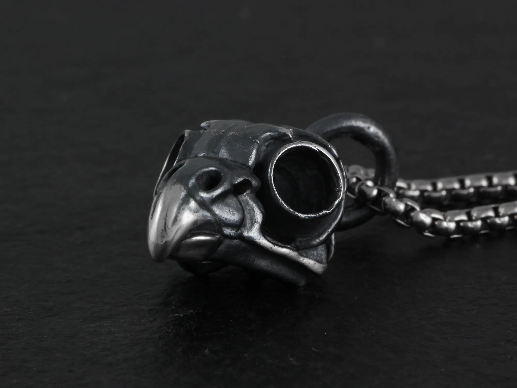 Sterling Silver Owl Skull Necklace