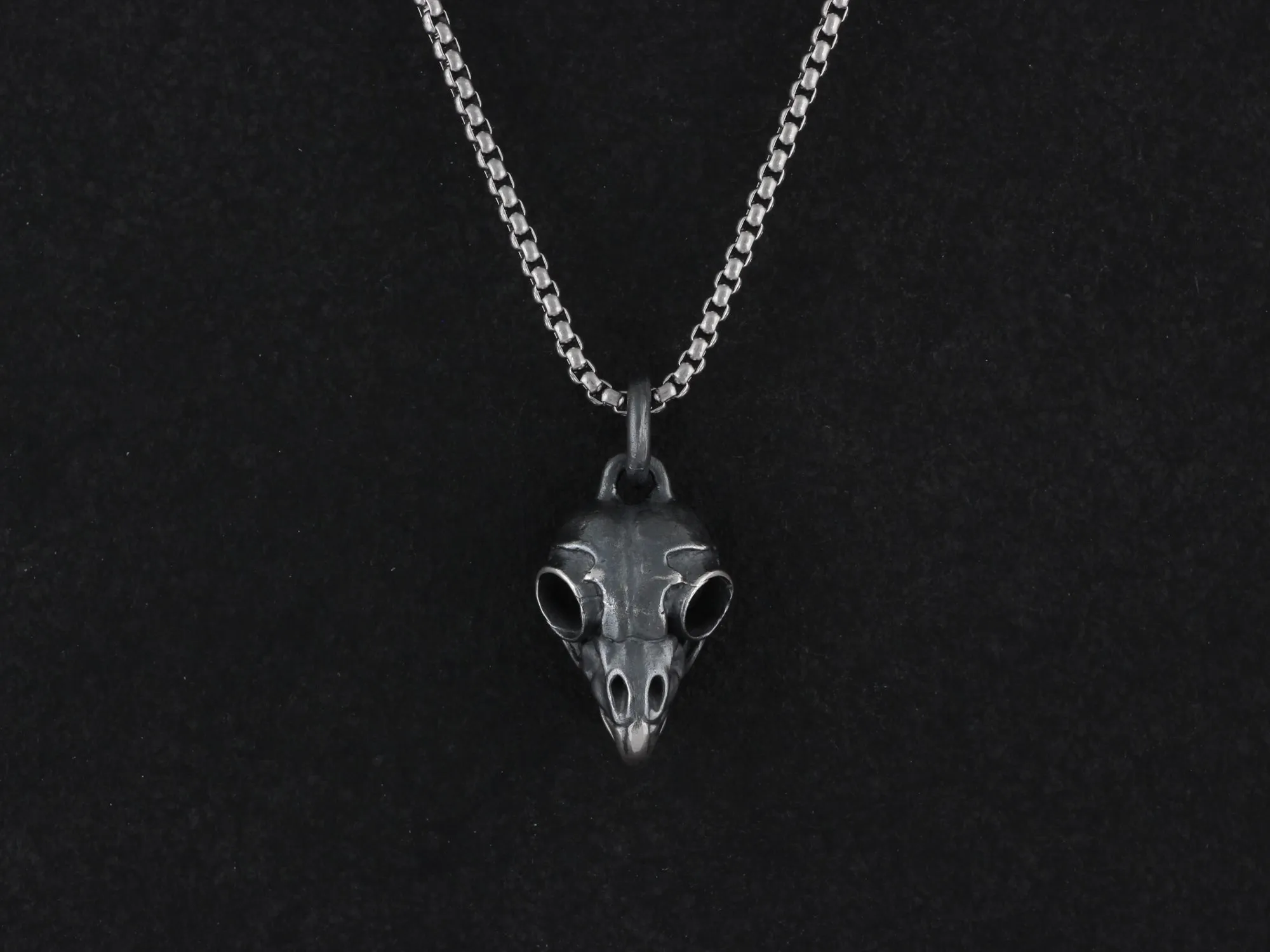 Sterling Silver Owl Skull Necklace