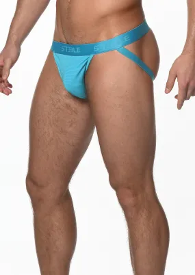 Stripe Sheer Jockstrap (Bright Teal)