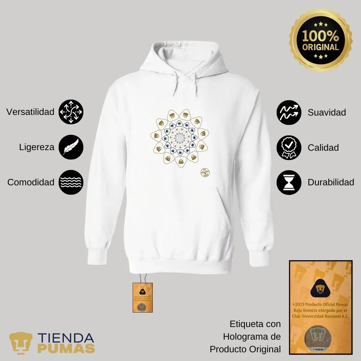 Sudadera Hombre Hoodie Pumas UNAM Flor