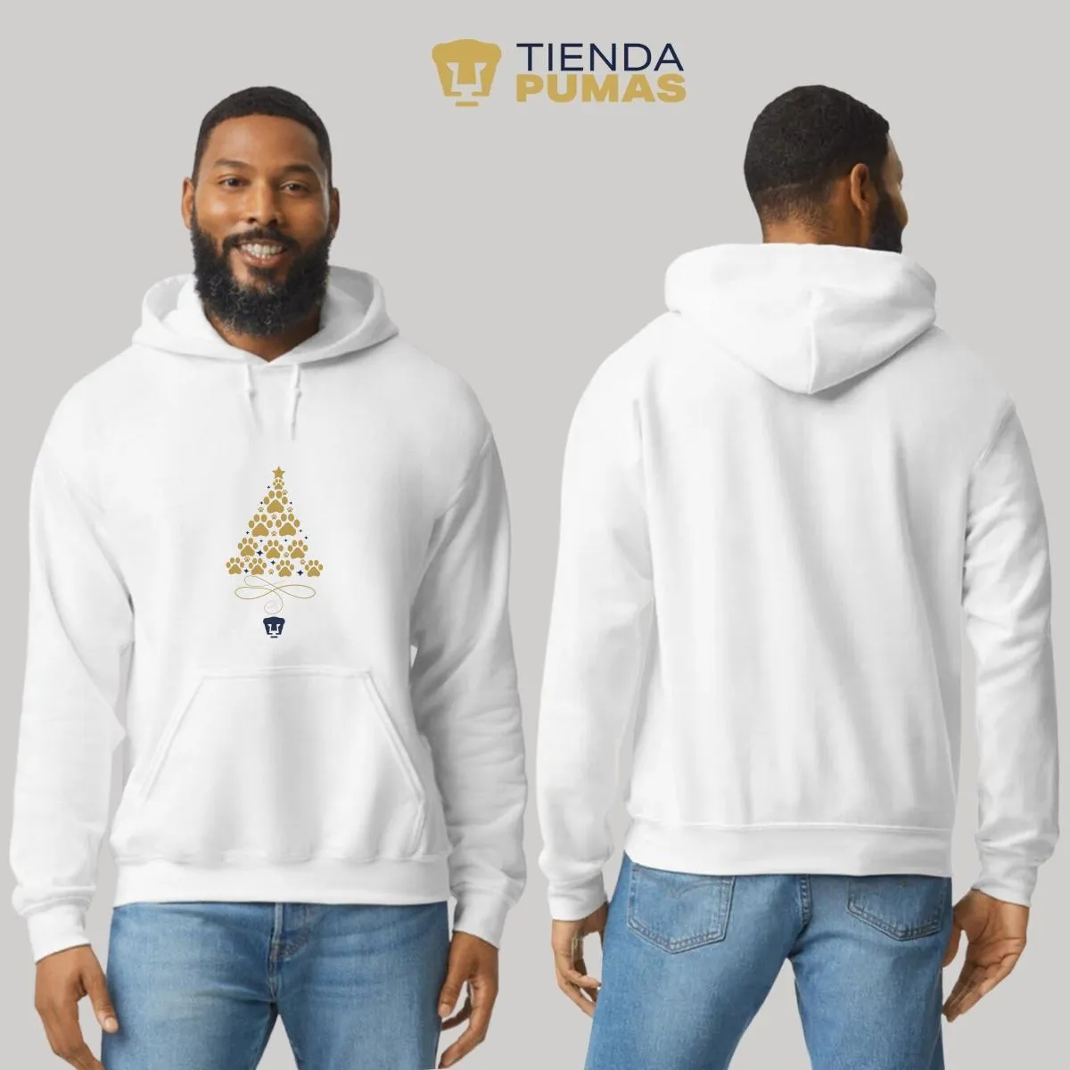 Sudadera Hombre Hoodie  Pumas UNAM rbol Navidad