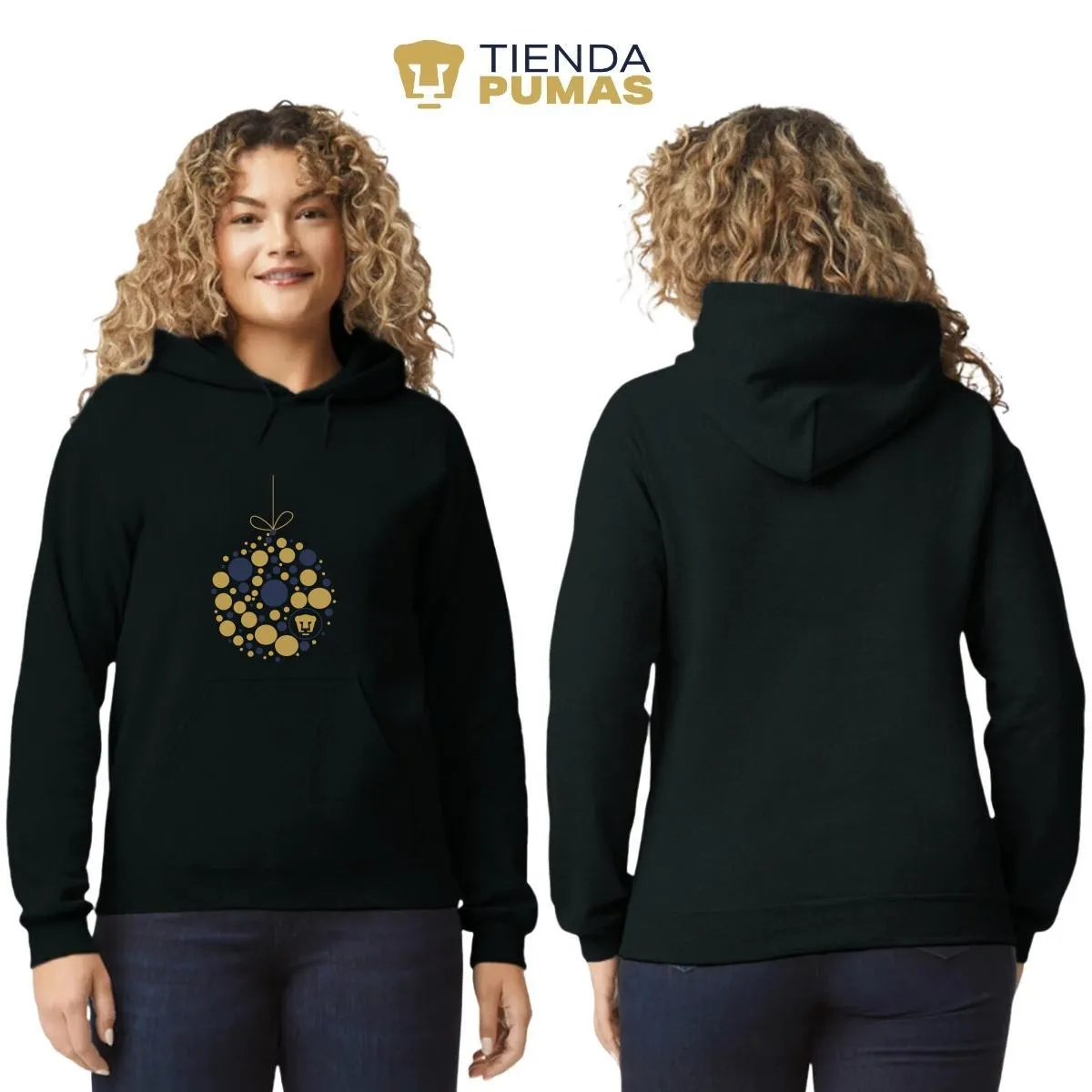 Sudadera Mujer Hoodie  Pumas UNAM Esfera Navidad