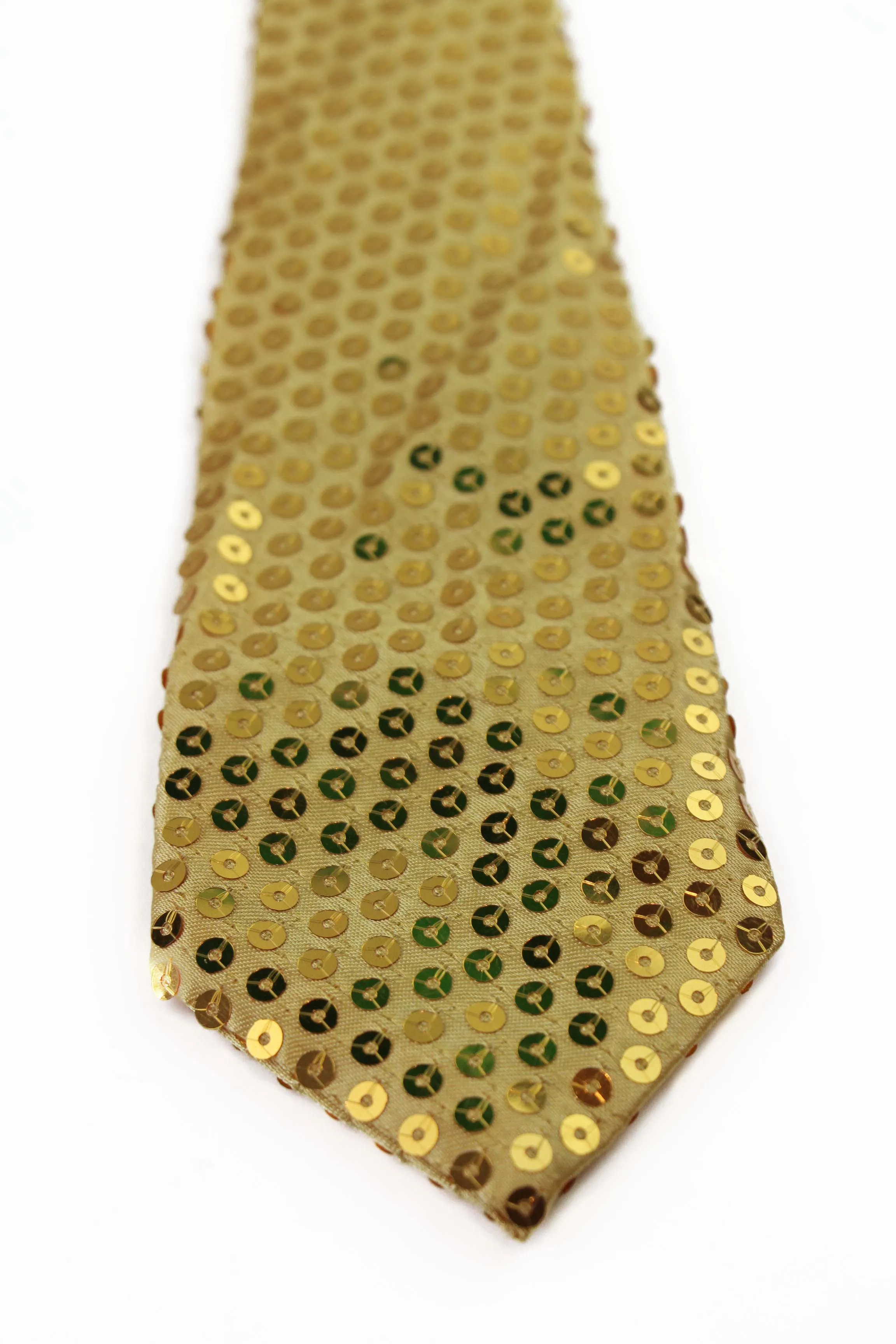 Teen Boys Kids Yellow Gold Sequin Elastic Neck Tie