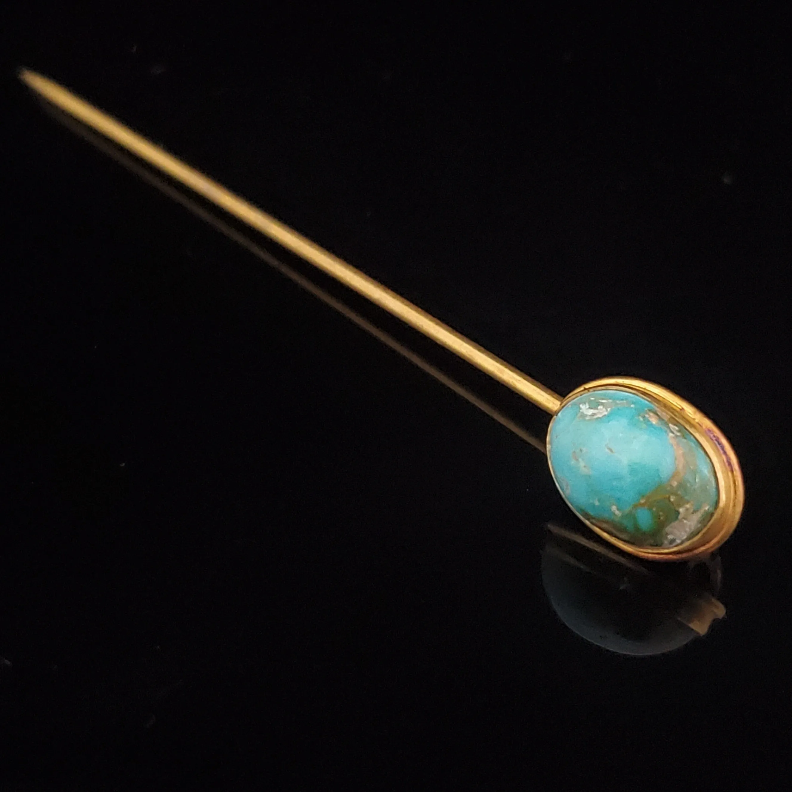 The Lafayette - Victorian Turquoise 10k Gold Stick Pin