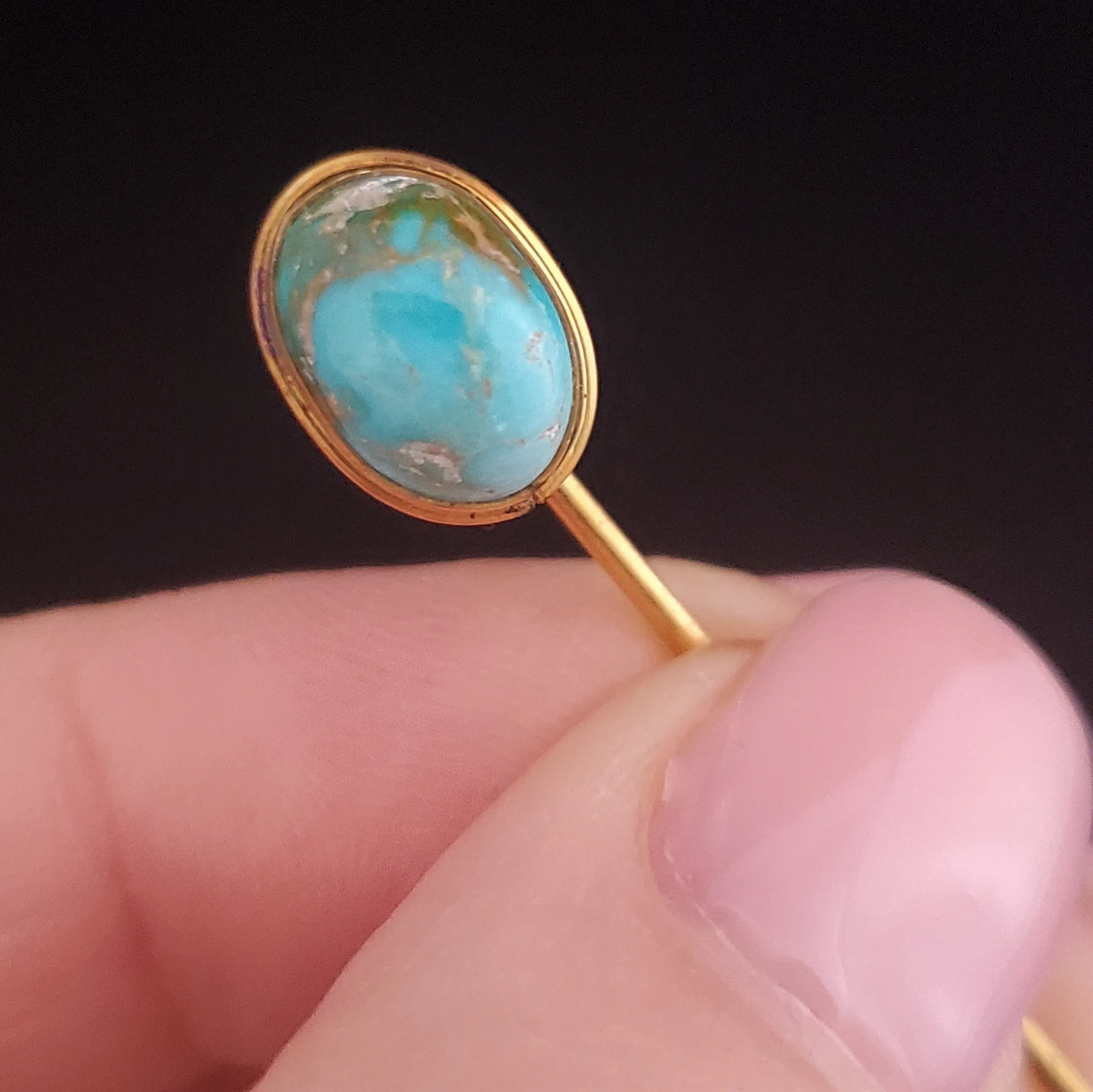 The Lafayette - Victorian Turquoise 10k Gold Stick Pin