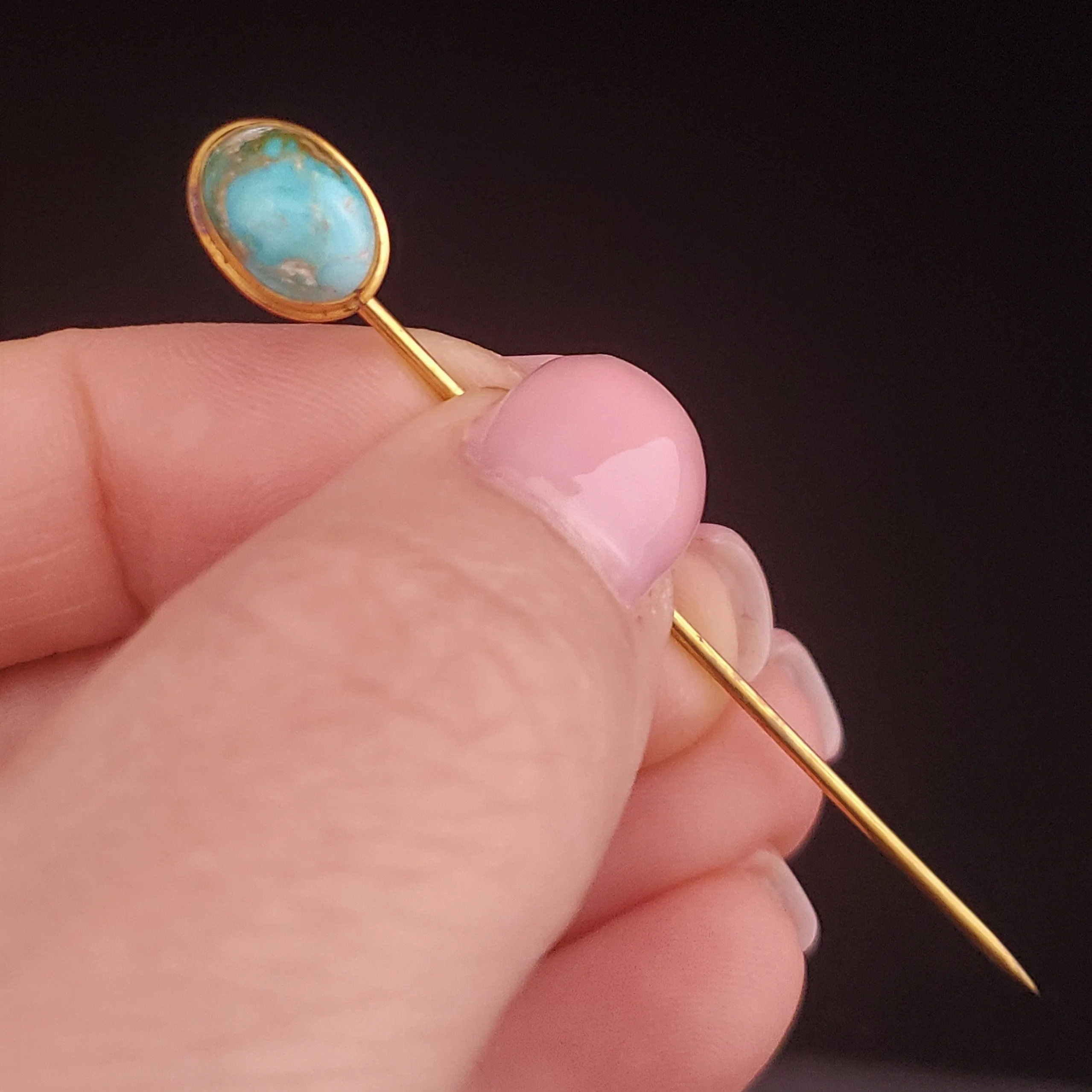 The Lafayette - Victorian Turquoise 10k Gold Stick Pin