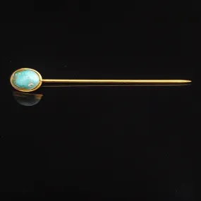 The Lafayette - Victorian Turquoise 10k Gold Stick Pin