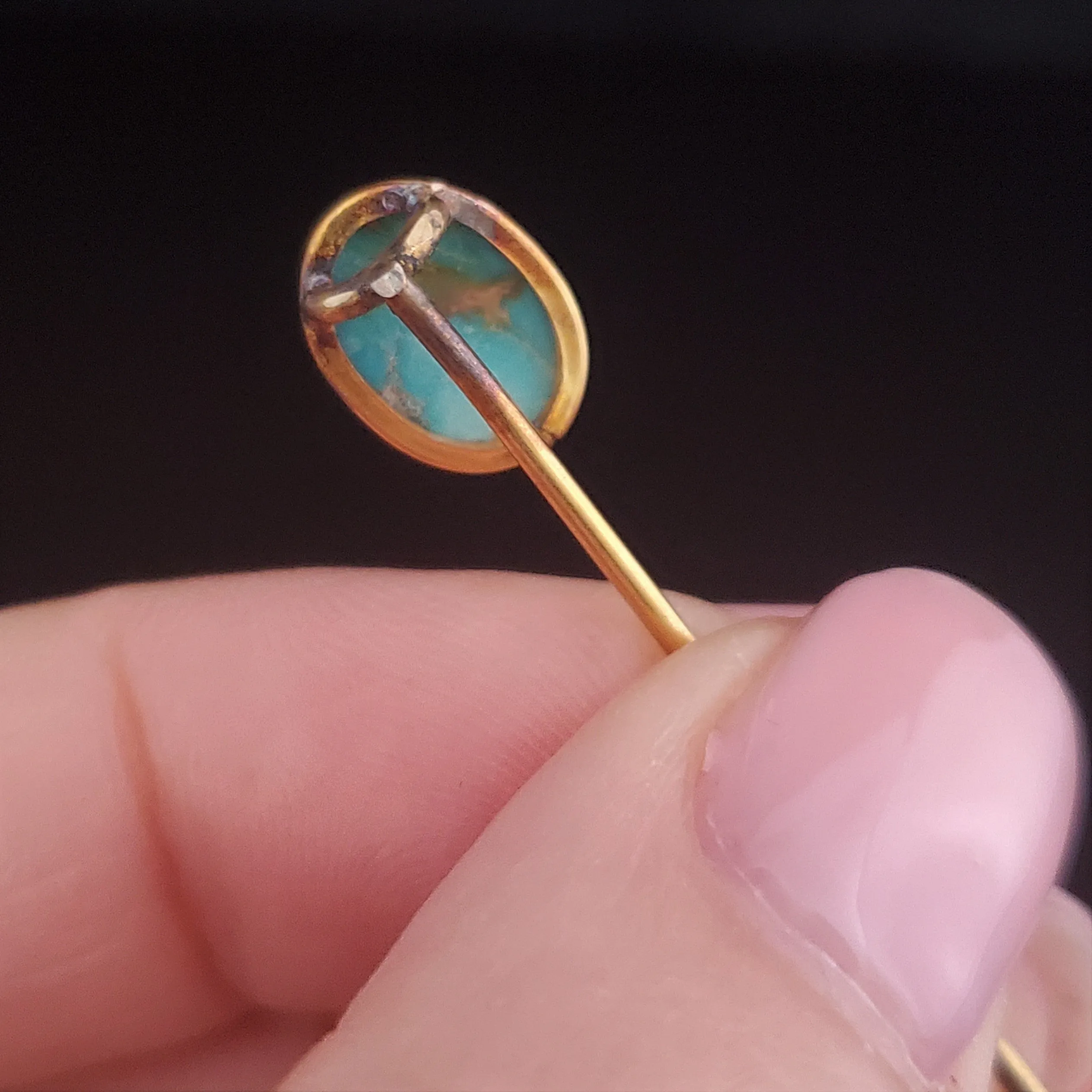 The Lafayette - Victorian Turquoise 10k Gold Stick Pin