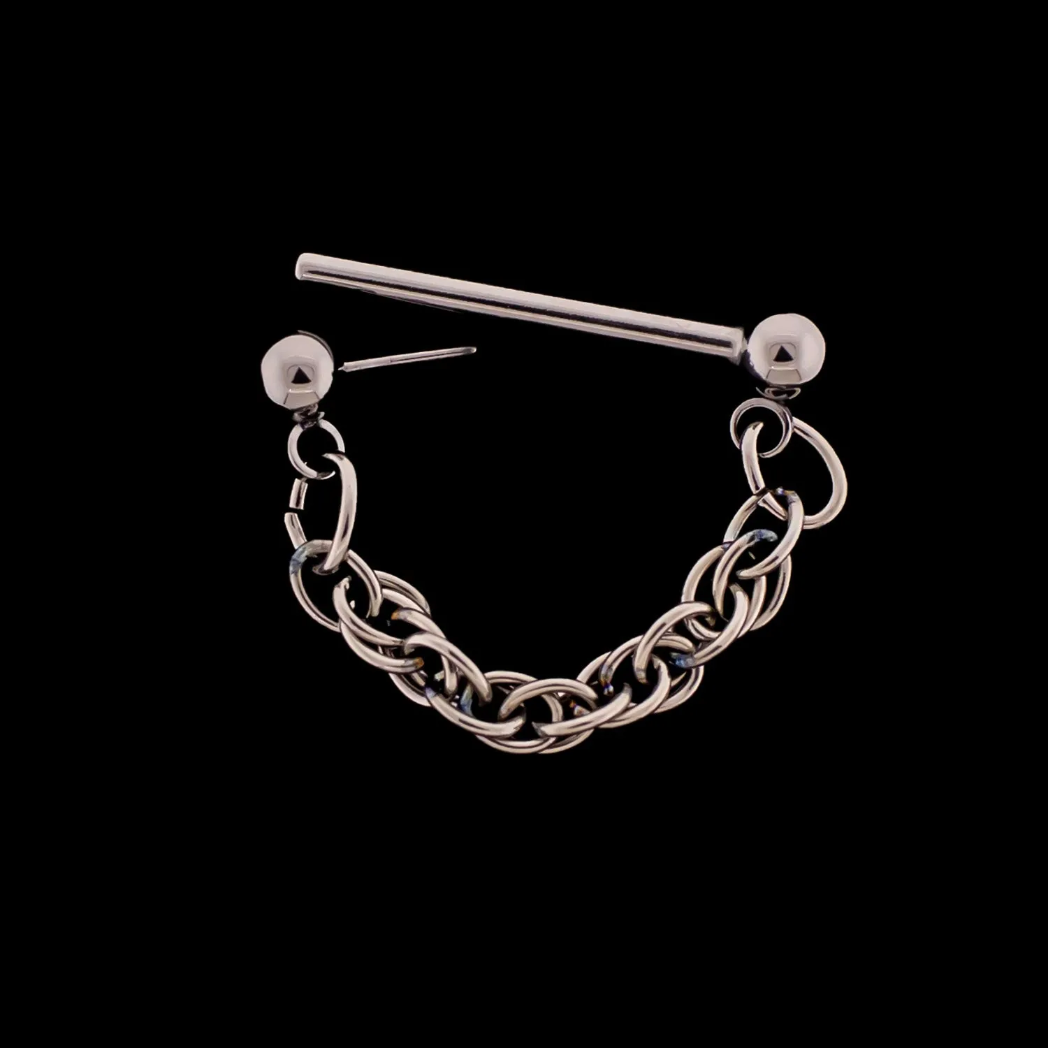 Threadless Nose Bridge Barbell with Rope Chain