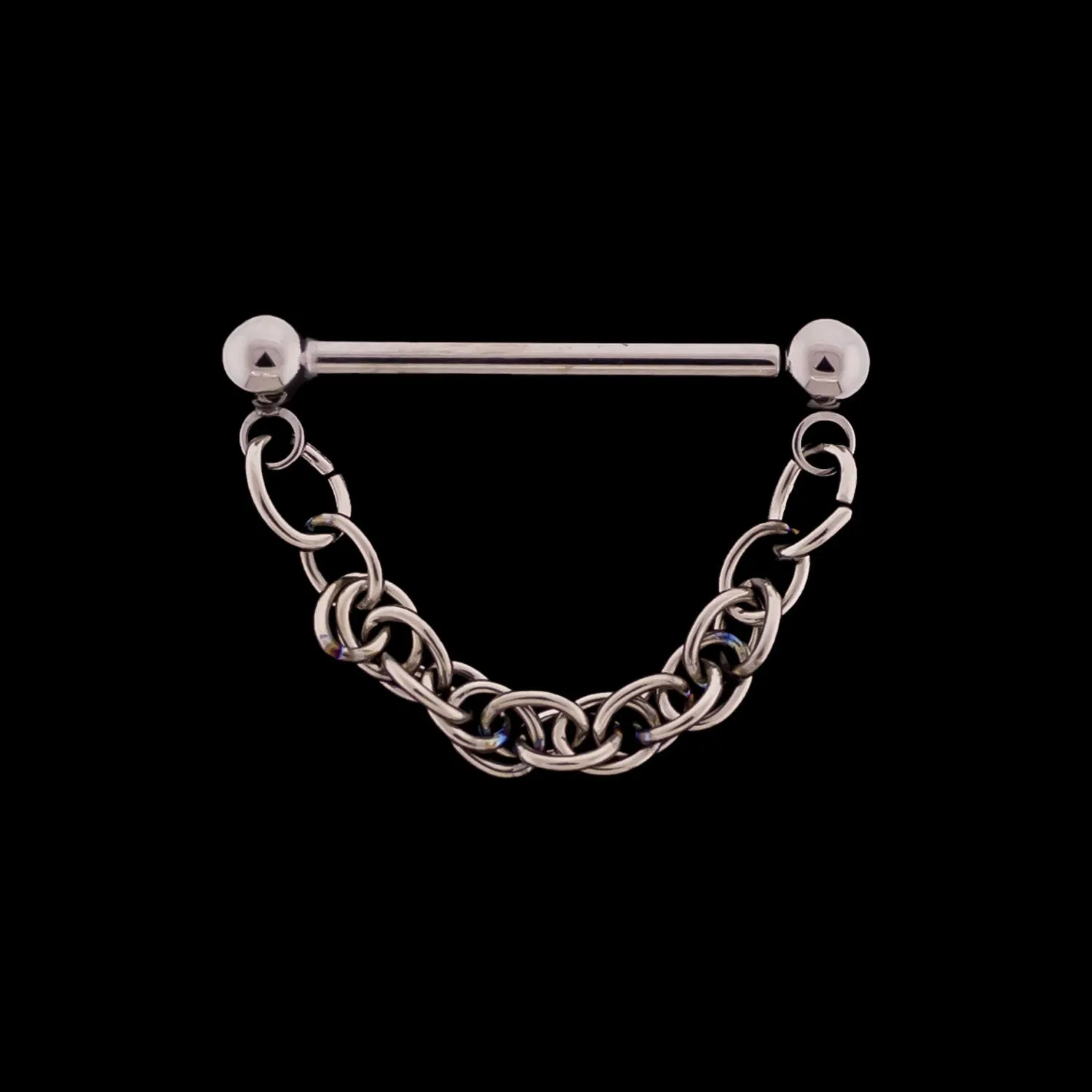 Threadless Nose Bridge Barbell with Rope Chain