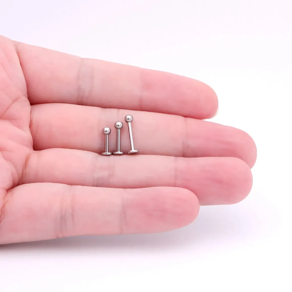 Titanium Labret Studs with Internally Threaded Ball