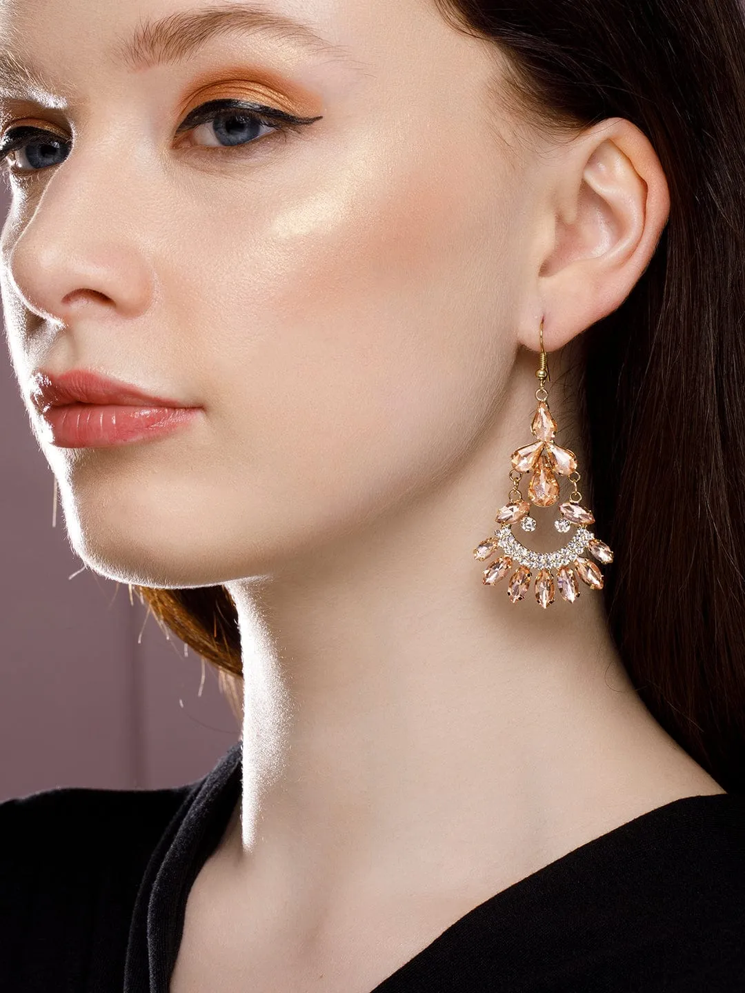 TOKYO TALKIES X Rubans  Women Gold-Toned Contemporary Drop Earrings