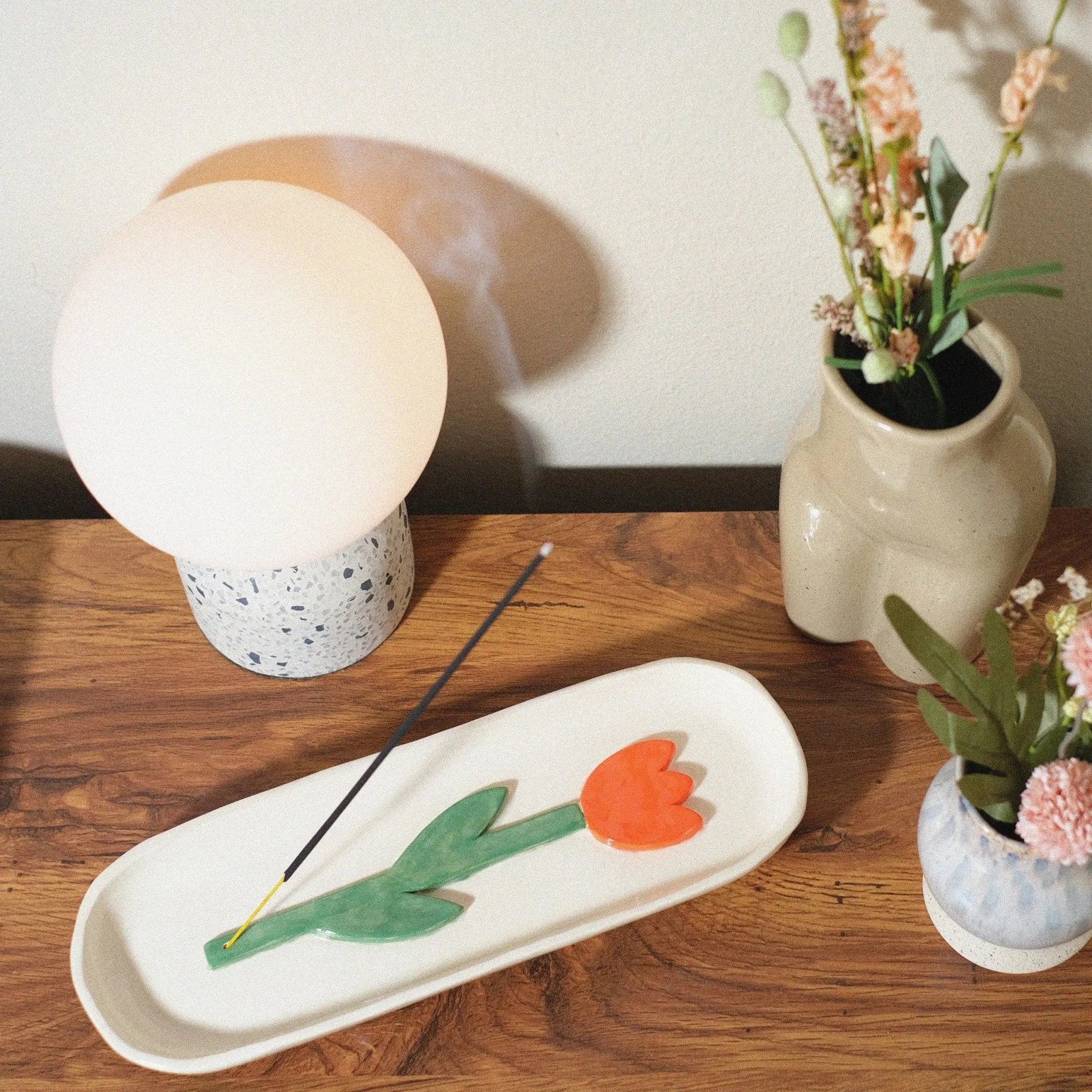 Tulip ceramic incense holder