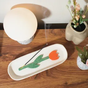 Tulip ceramic incense holder