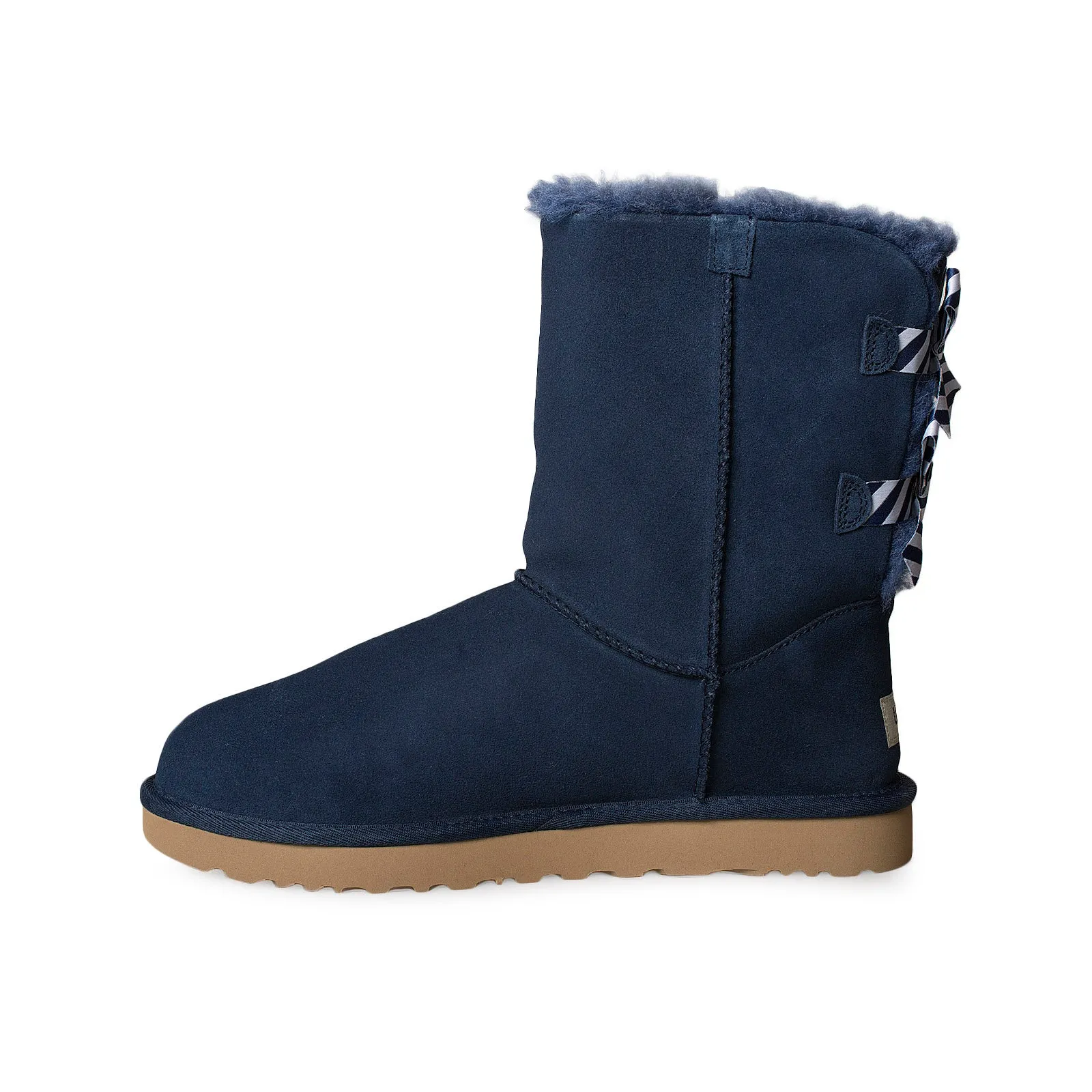 UGG Bailey Bow Diagonal Stripes Navy Boots - Women's