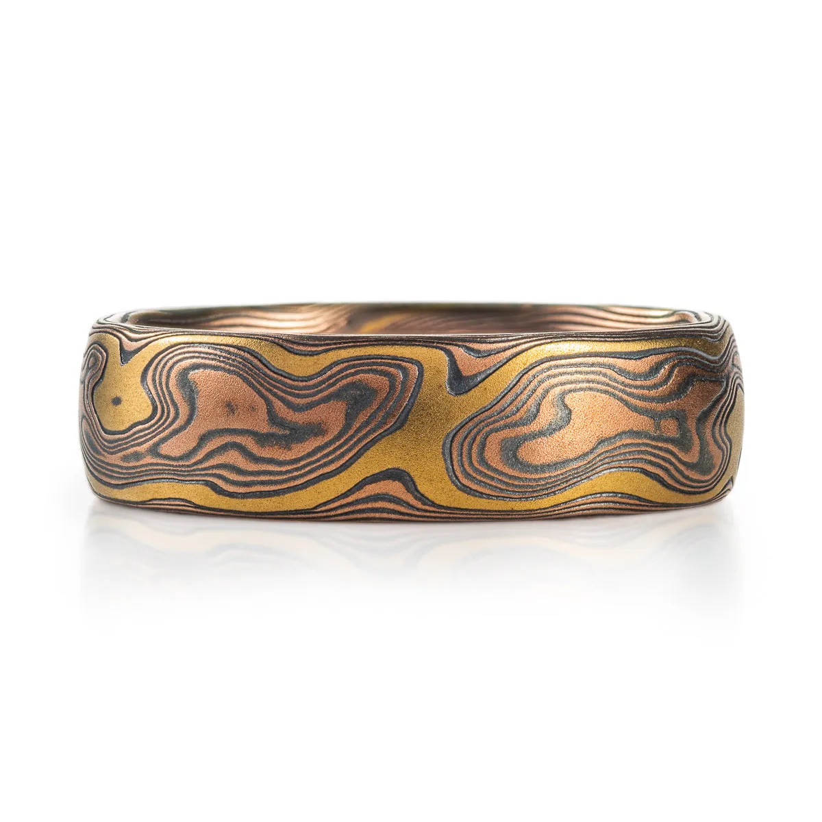 Unique Yellow Gold Stratum Woodgrain Ring