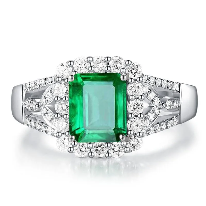 Vintage Emerald Resizable Diamond Ring - 925 Sterling Silver