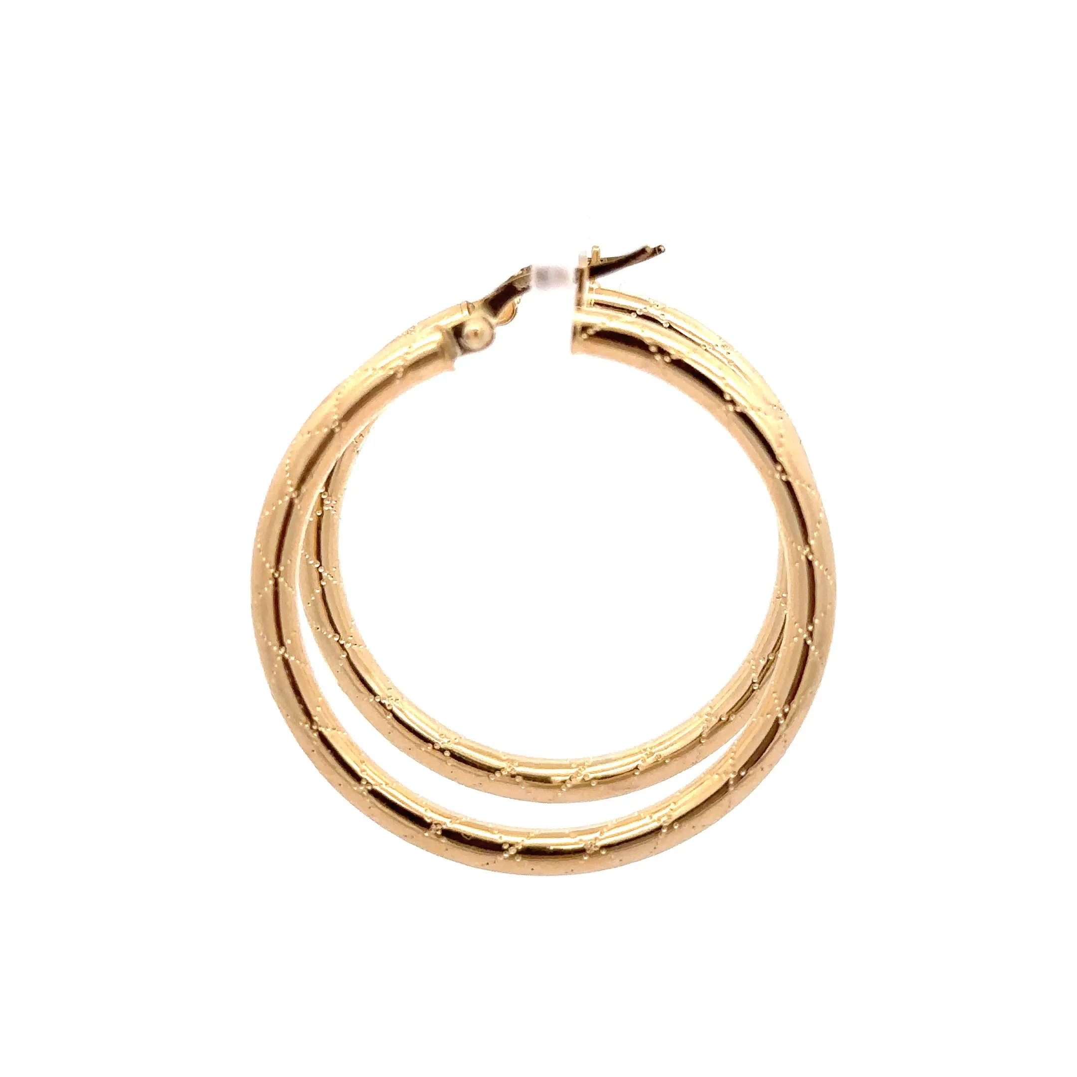 WD1158 14kt Gold Diamond Cut Detail Hoop 1.25"