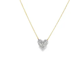 WD1303 14kt Multi Size Pave Diamond Heart Necklace