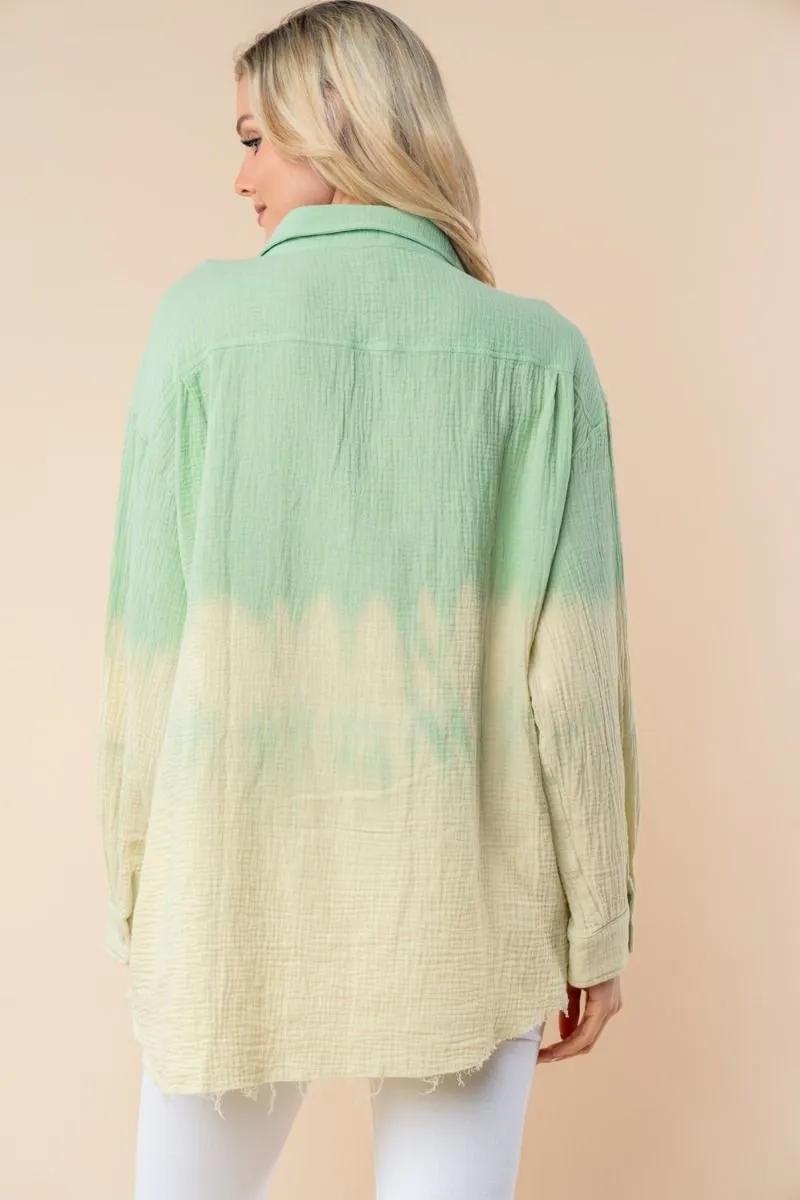 White Birch Pink OR Green Dip Dye Top  PREORDER