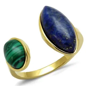 WildKlass Stainless Steel Ring IP Gold Women Precious Stone Montana