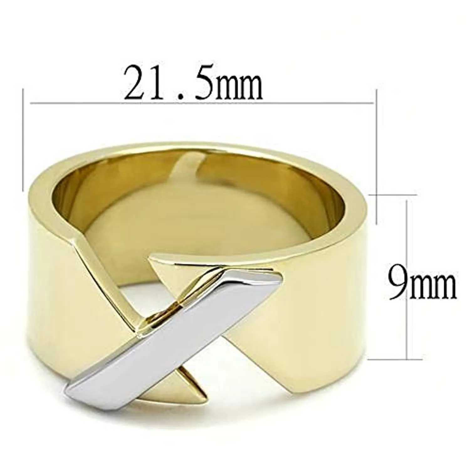 WildKlass Stainless Steel Ring Two-Tone IP Gold Women