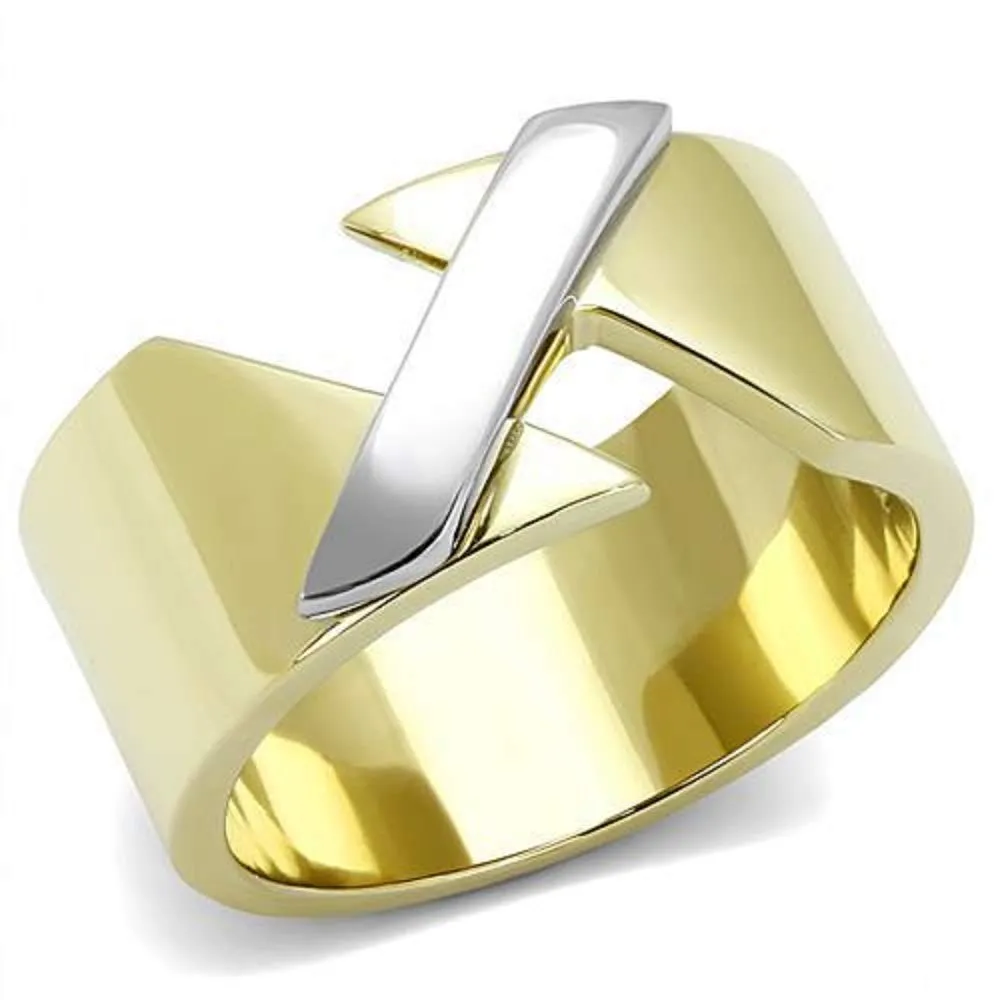 WildKlass Stainless Steel Ring Two-Tone IP Gold Women