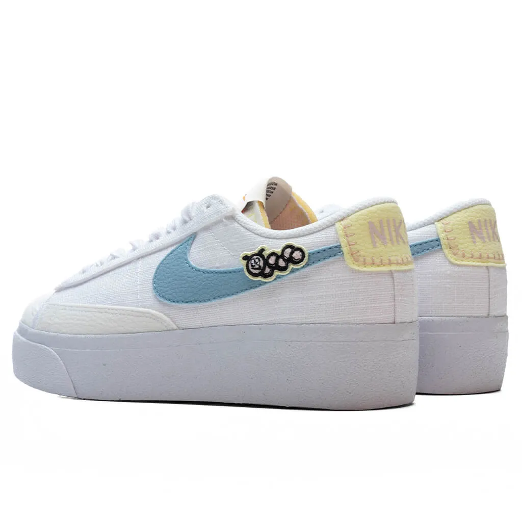 Women's Blazer Low Platform Next Nature - White/Boarder Blue/Pink Oxford