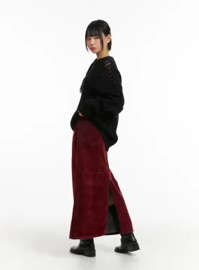 Y2K Velvet Denim Maxi Skirt CJ410